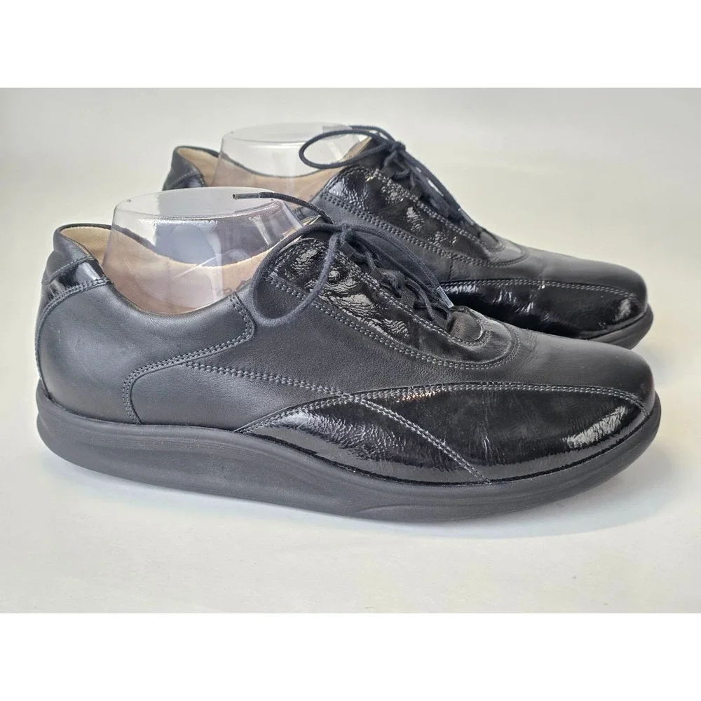 Waldlaufer Men's Sneakers Size 7.5 Black‎ Leather Oxford Walking Classic Shoes
